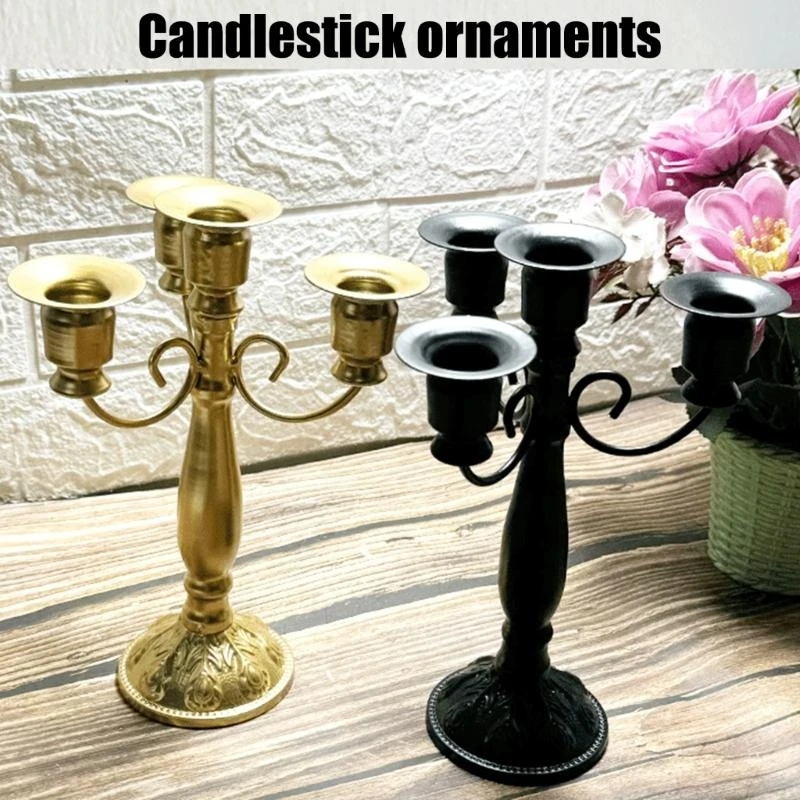 Baroques Iron Candlestick Holder Antiqued Vintage Stand 4 Arms Candelabra C7ac