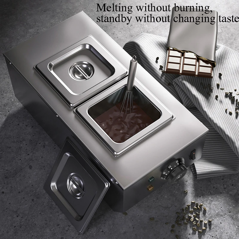 Máquina de fusión de Chocolate de 2 tanques, máquina de Chocolate Manual antiadherente de aluminio de temperatura constante, estufa de Chocolate de 2kg