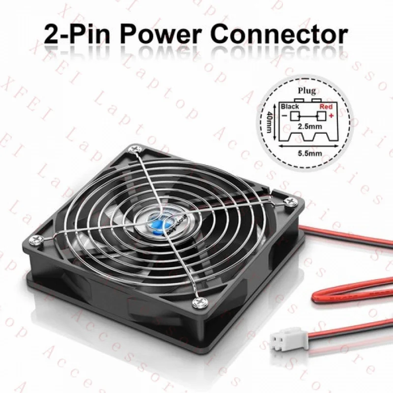 F 2pcs 120x120x25mm 12V 2-Pin DC Computer Case Fan 1800RPM Dual Ball Bearing 2.4 w
