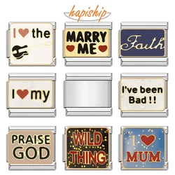 Hapiship New Fashion Faith Marry Me Love Mum Charms Italian Links Fit 9mm Bracelet Stainless Steel Making Women Jewelry DJ1011-B