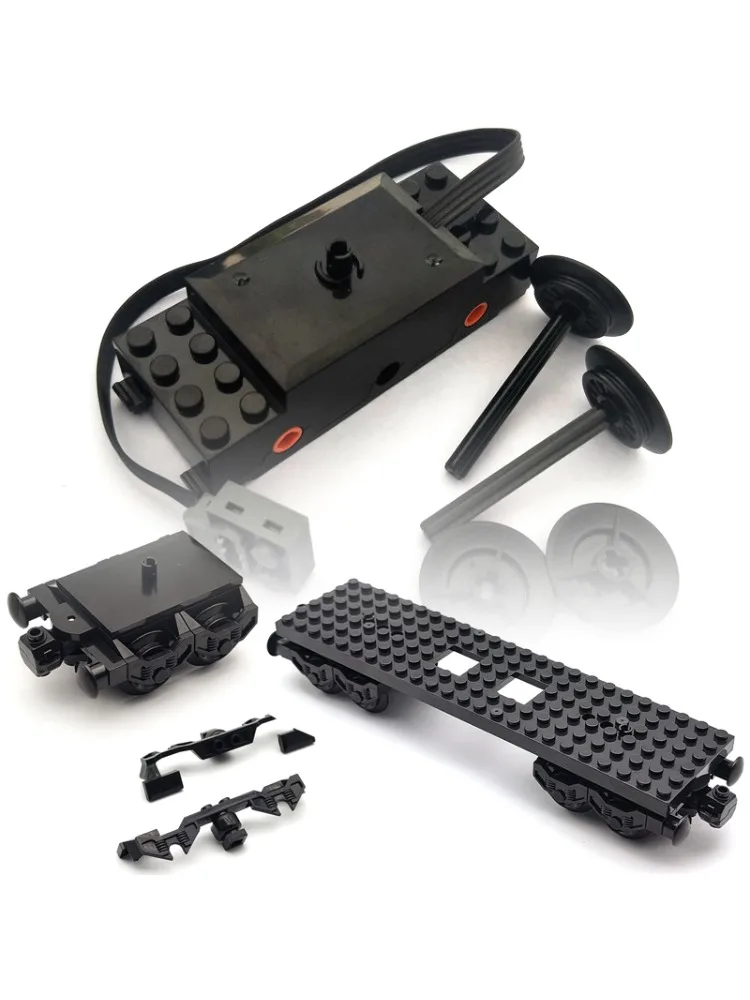 Blocs de construction MOC pour chariot de train de voiture ferroviaire ​ ​ Pièces de roues à moteur compatibles avec les connecteurs magnétiques LEGO, coupleur de briques, jouets