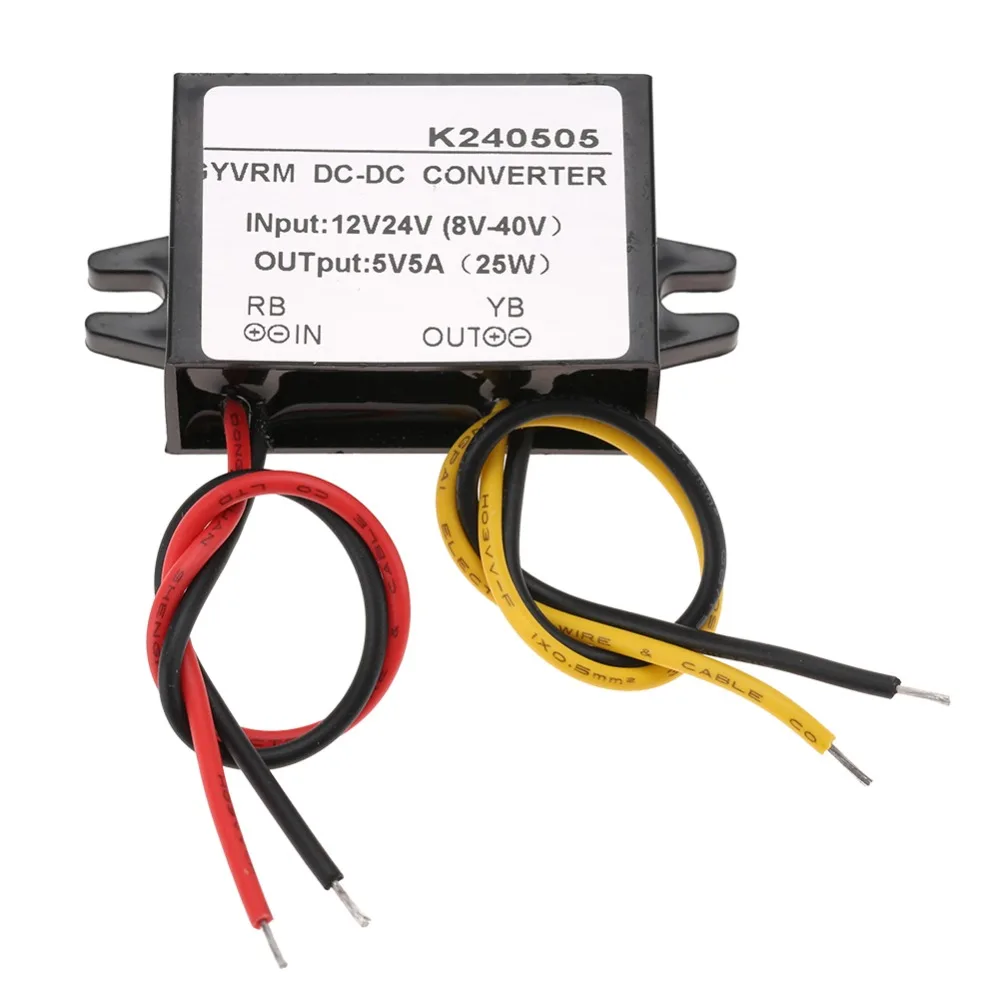 Efficient 12V/24V to 5V DC Converter 5A 25W Step Down Converter Power Supply Module Fan Power Supply