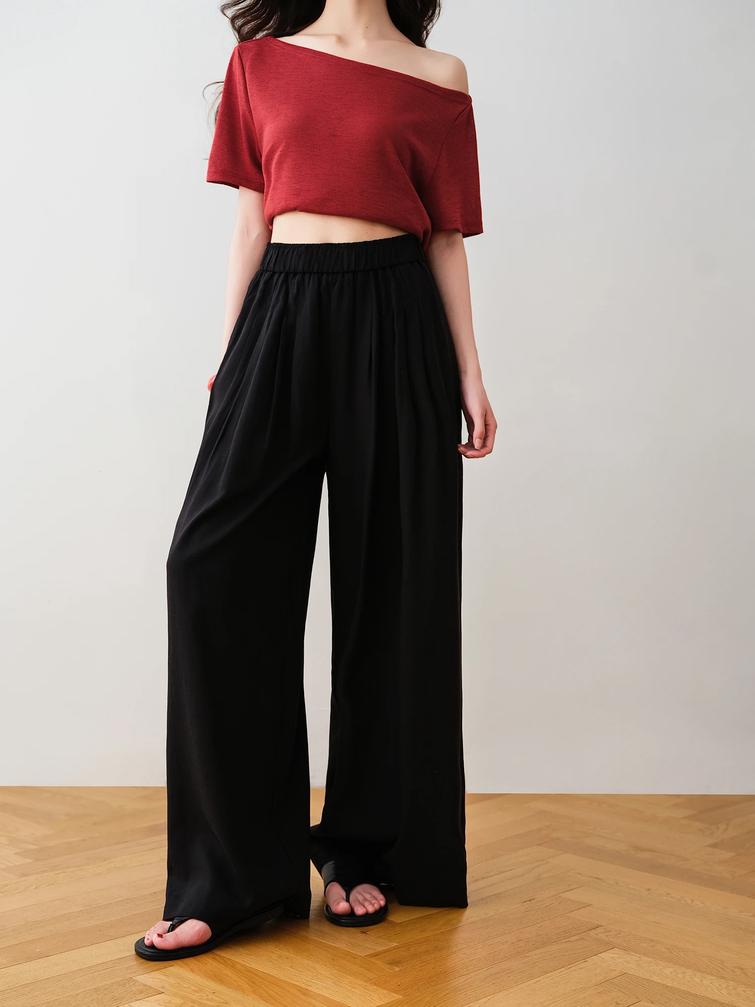 

Женские повседневные брюки Laid-ba Sle из лиоцелла с прямыми штанинами, летние, новые, универсальные, с высокой талией, длинные, с эффектом визуального удлинения ног