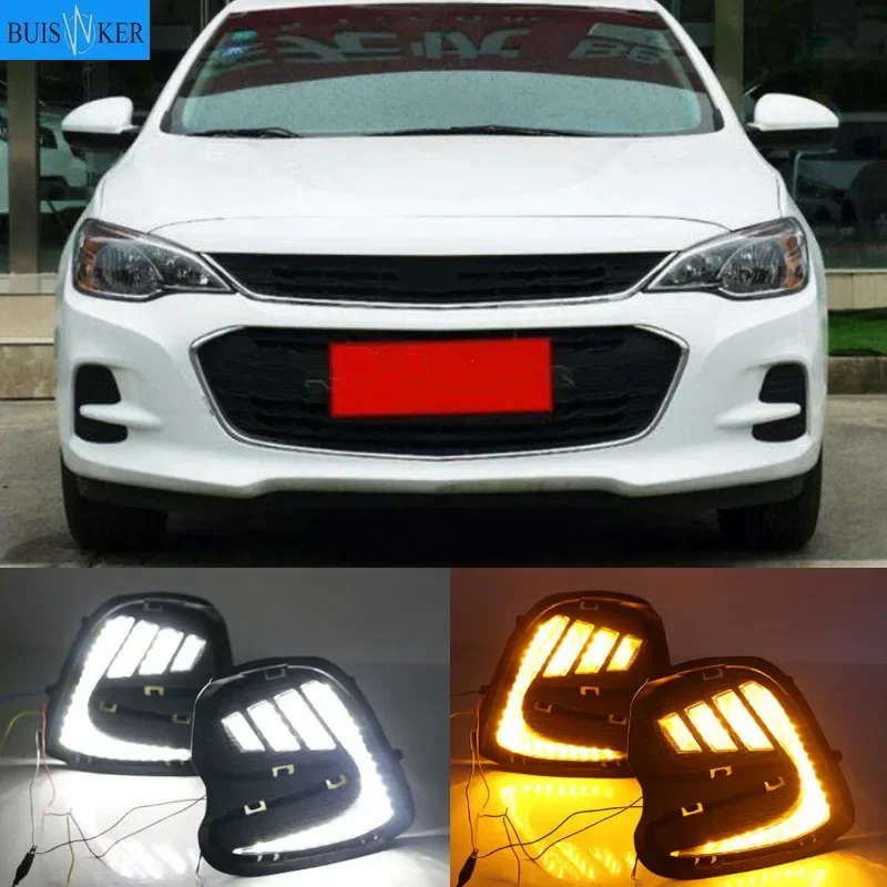 

2PCS LED Daytime Running Light For Chevrolet Cavalier 2016 2017 2018 Yellow Turn Signal Function Car DRL 12V LED Fog Lamp