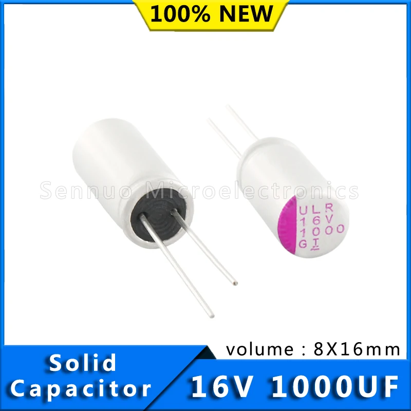 10 قطعة جديد 1000 فائق التوهج 16 فولت المكثفات اللوحة الصلبة مكثف psg 16V1000UF 8mmX16mm الصلبة غلاف من الألومنيوم التحليل الكهربائي 105c