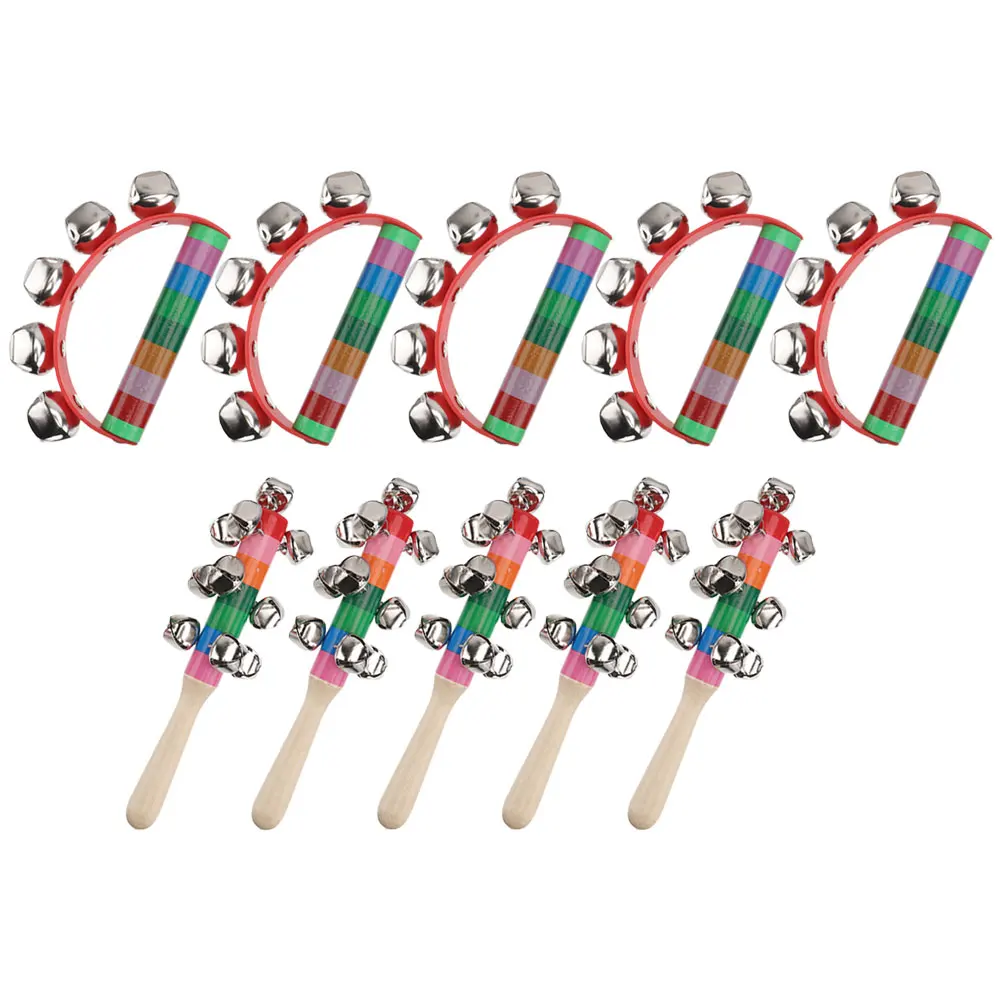

1 set Children's Musical Instrument Rattle Set Wood Kids Toys Lightweight Portable Party Hand Shaking Bells Cheering Prop Baby