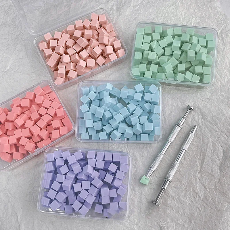50/100 pçs quadrado conjunto de esponja da arte do prego gradiente escovas gel polonês design esponja do prego agarrar caneta manicure suprimentos