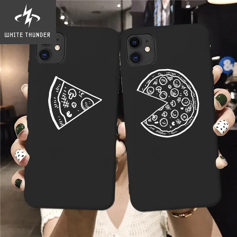 Funny Pizza Best Friends Phone Case For IPhone 12 X XS MAX XR 11 13 Pro Max 7 8 6s Plus SE 2020 Black Couple Soft Back Cover