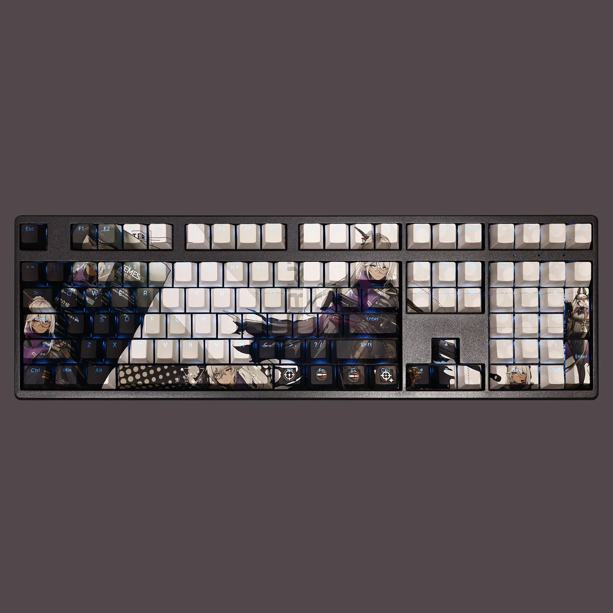Nemesis 108 Key Cap Girls Frontline 2 PBT DYE Sublimation Light Transmitting Cherry Switch Cross Cover Mechanical Keyboard Gift