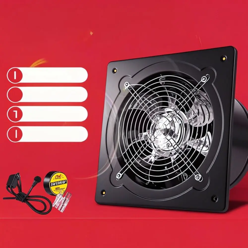 High Power Industrial Exhaust Fan For Kitchen Air Ventilation Blower Wall Mounted Metal Extractor Improved Airflow Circulation