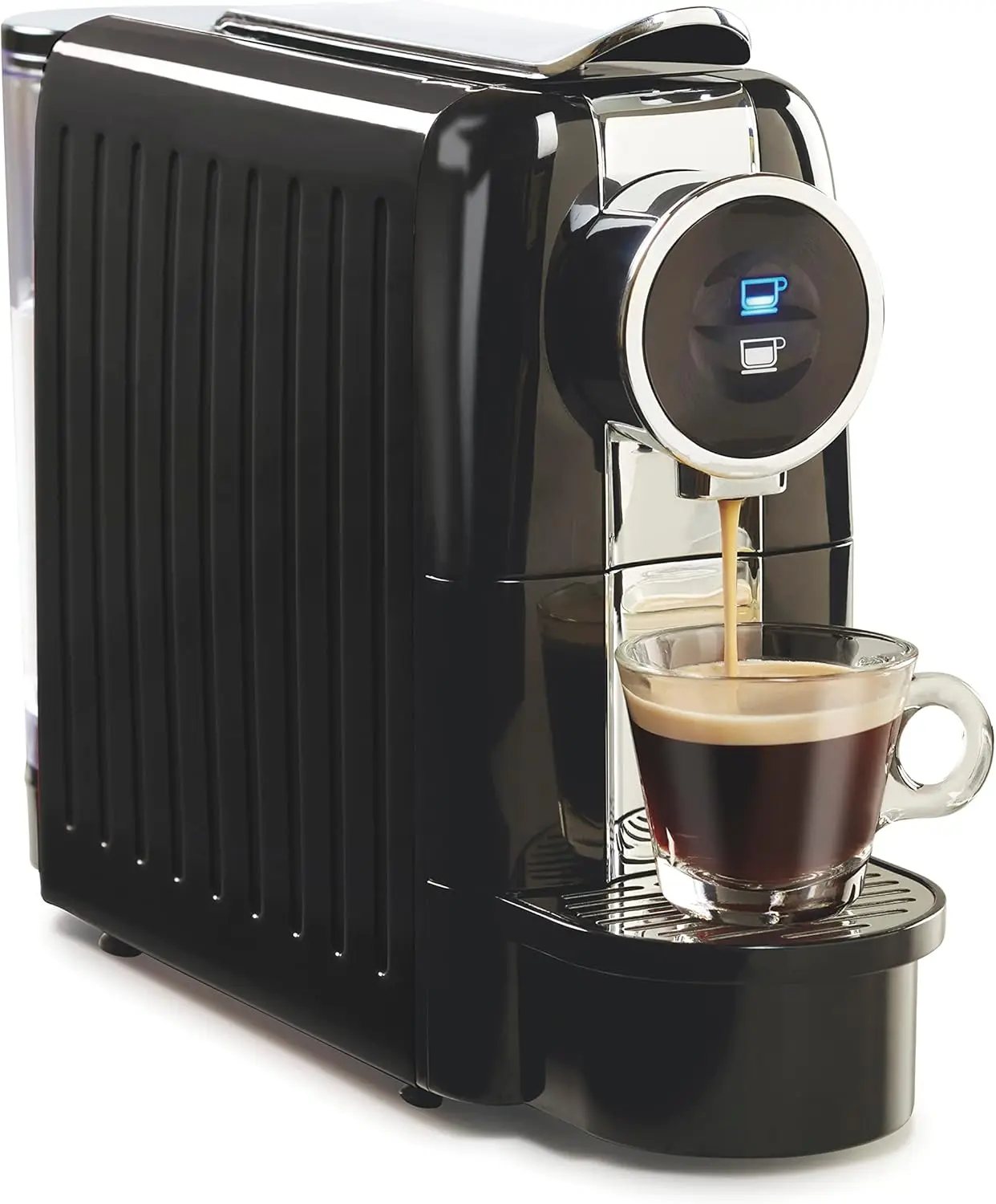 

Espresso Machine, Nespresso Pod Compatible, 19 Bar Pump, 22 oz Water Reservoir, Custom Cup Size, Black (40726)