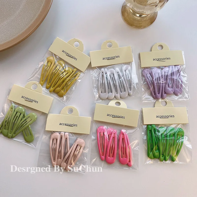 5pcs/set Cute Sweet Girl Heart Small Fresh Glaze Hairpin Simple Personality Bangs Clip Edge Clip Hairpins BB Clips Styling Tools