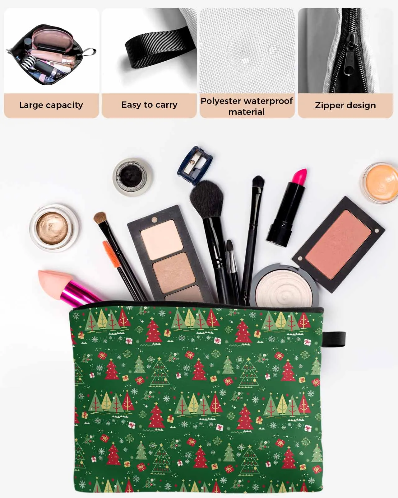 

Christmas Tree Snowflake Gift Women Portable Storage Bag Pouch Napkin Cosmetic Bags Organizer Ladies Makeup Bag