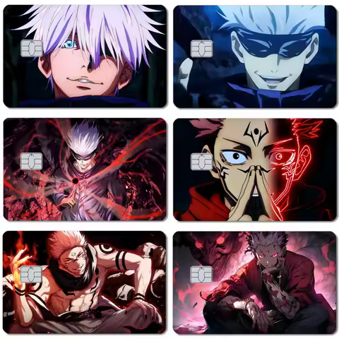 Anime Jujutsu Kaisen Itadori Yuji PVC Sticker Film Tape Skin for Credit Debit Card Gojo Satoru Waterproof Stickers Small Chip