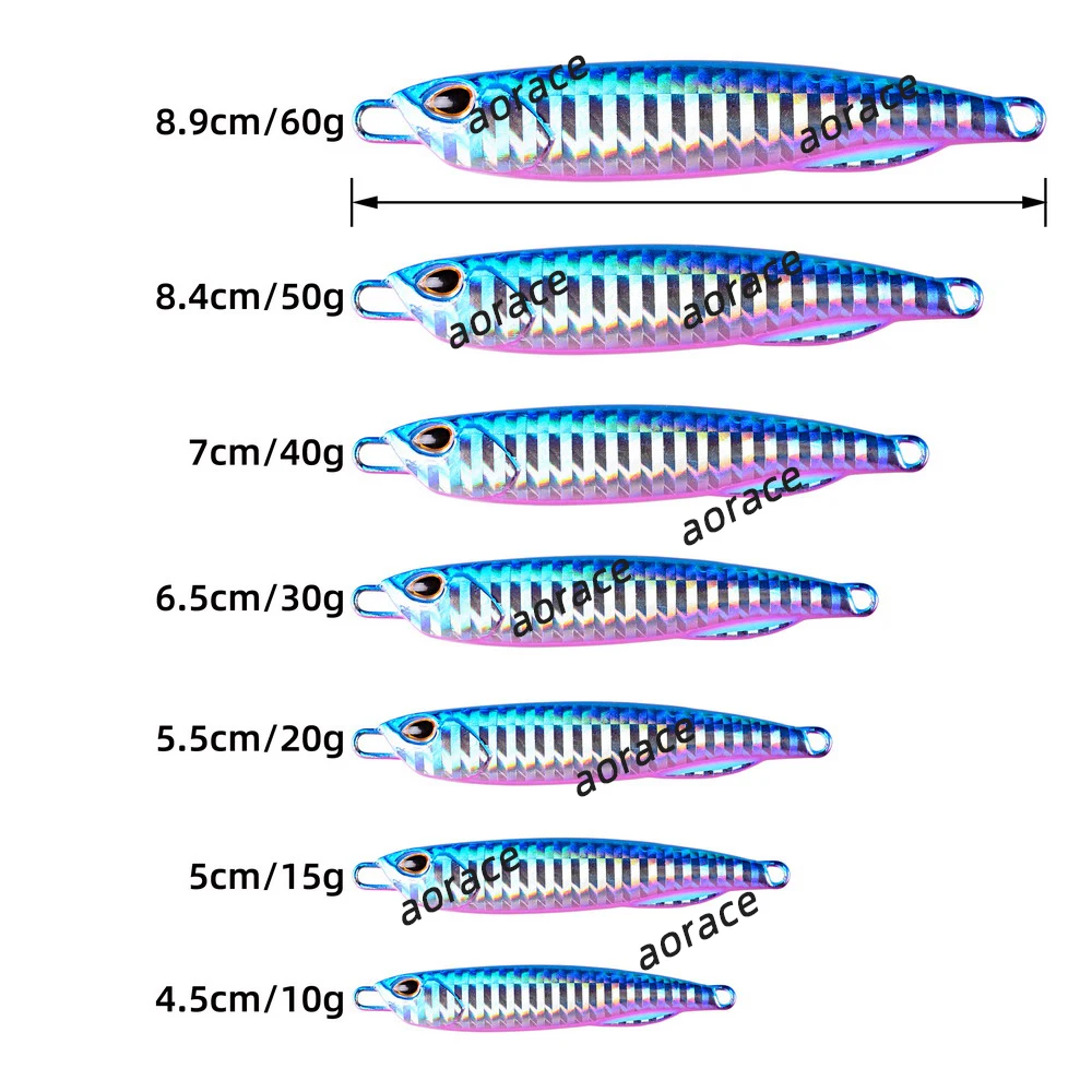 6pcs Japen Metal Cast Jig Spoon 10/15/20/30/40/50/60g Shore Casting Jigging Fish Sea Bass Fishing Lure Artificial Bait Tackle