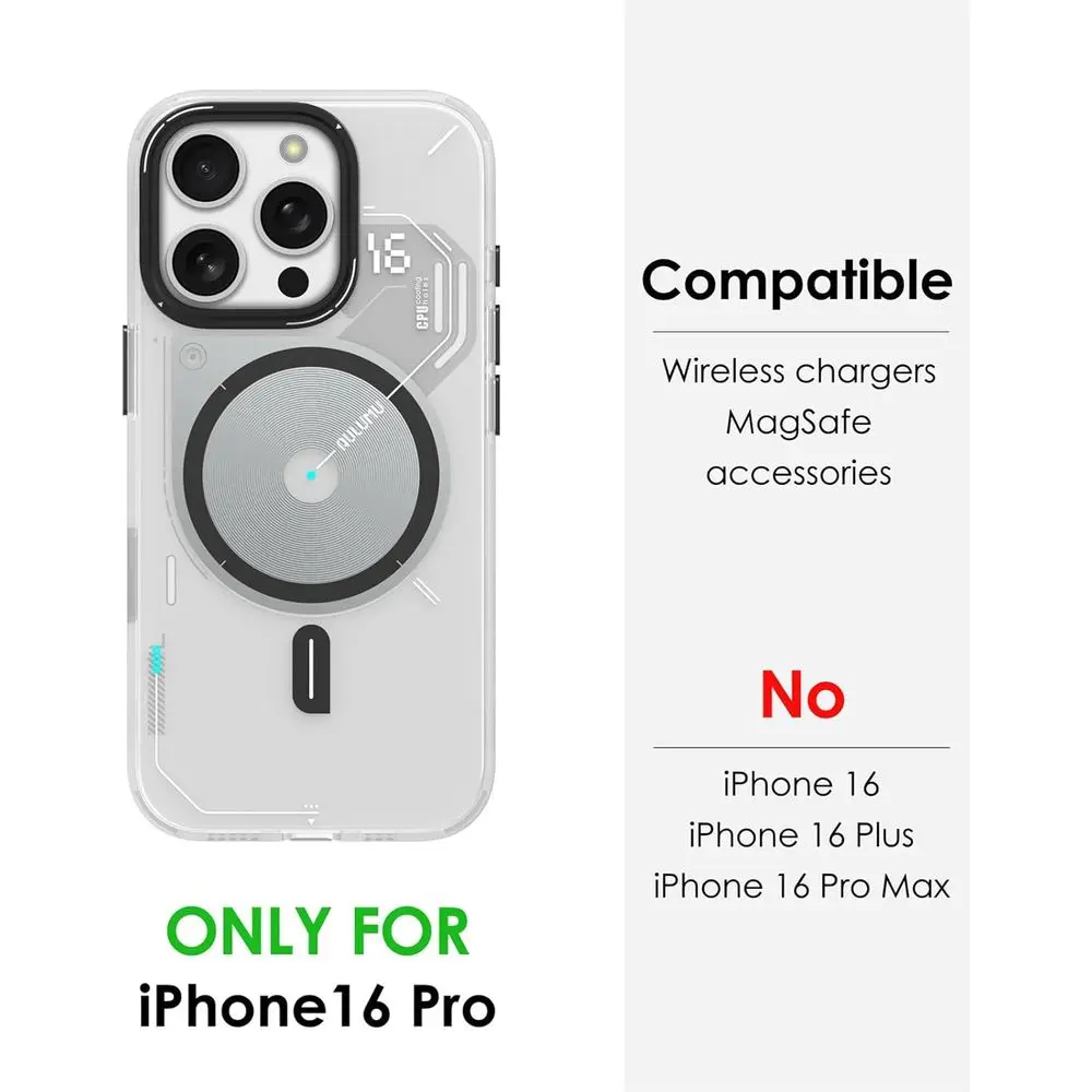 Magnetic Thermal iPhone 16 Pro Case | Enhanced Camera Controls | IMD Tech | Magsafe Compatible | Full Coverage | Transparent Whi