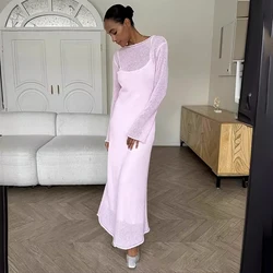 Tornova Knitted Hollow Long Dress For Women Fashion See Through Cover Up Dress Summer Beach Holiday Female Loose Long Sleeve
