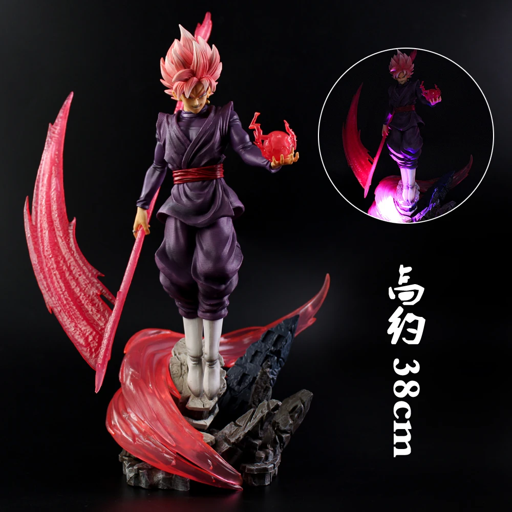 Anime Action Figure Dragon Ball Super Saiyan Pink Son Goku Standing Posture Luminescent Statue Pvc Collectible Model Toy Boxed