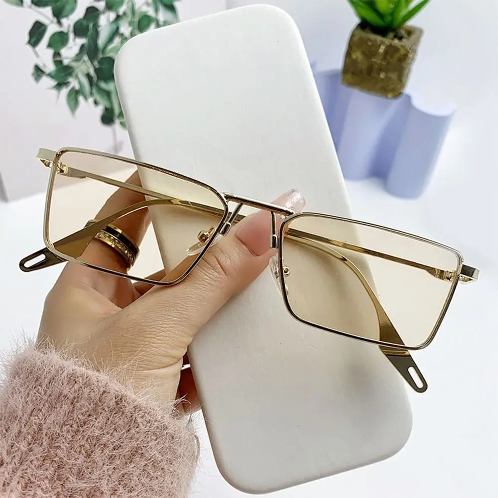 

Narrow Rectangular Sunglasses Fashion Korean Metal Frame Shades Unisex UV Protection Small Frame Sun Glasses for Women & Men