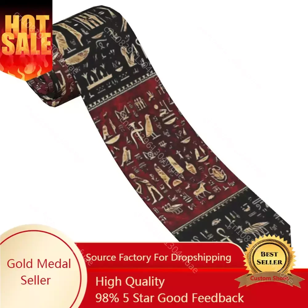 

Egyptian Hieroglyphs Necktie Men Polyester 8 cm Classic Ancient Egypt Neck Ties for Mens Accessories Wedding Business