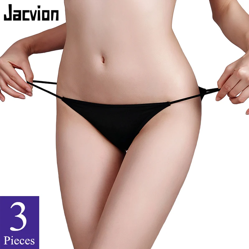 

3 Pieces/Set Underwear Women Bikini Panties Low Rise Sexy Briefs Female Ice Silk Solid Cotton Crotch Underpants Thong/g-string