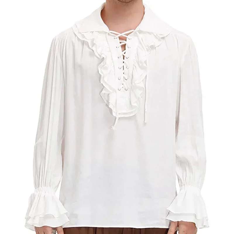 

Euramerican Medieval Ruffled Renaissance Clothing Shirt Pirate Colony Top