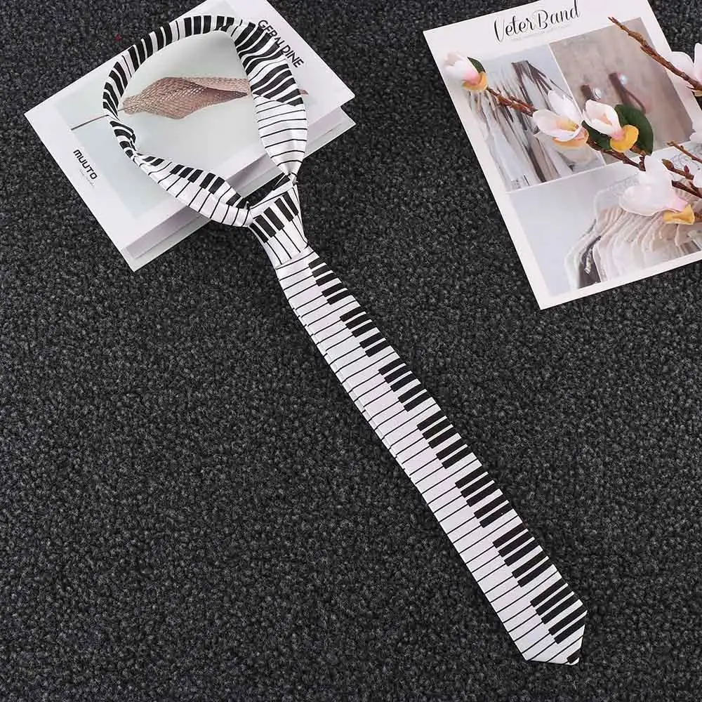 Personalized Classic for Men Fashion Black & White Piano Keyboard Necktie Skinny Tie Music Tie