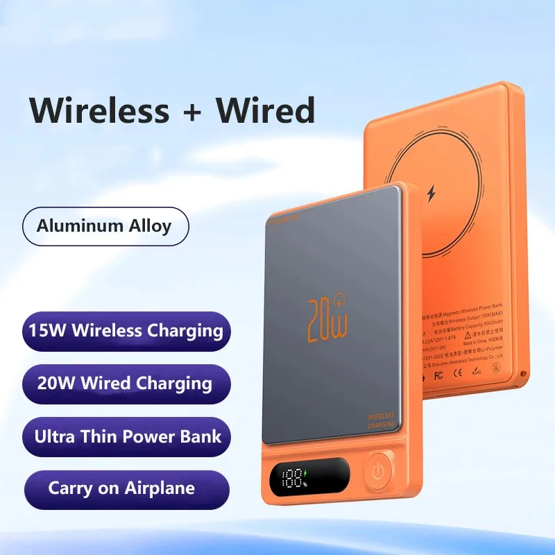 بنك الطاقة المغناطيسي لبطارية Magsafe Qi2 اللاسلكية الشحن السريع المحمولة الخارجية لبطارية iPhone Samsung Xiaomi الاحتياطية #6