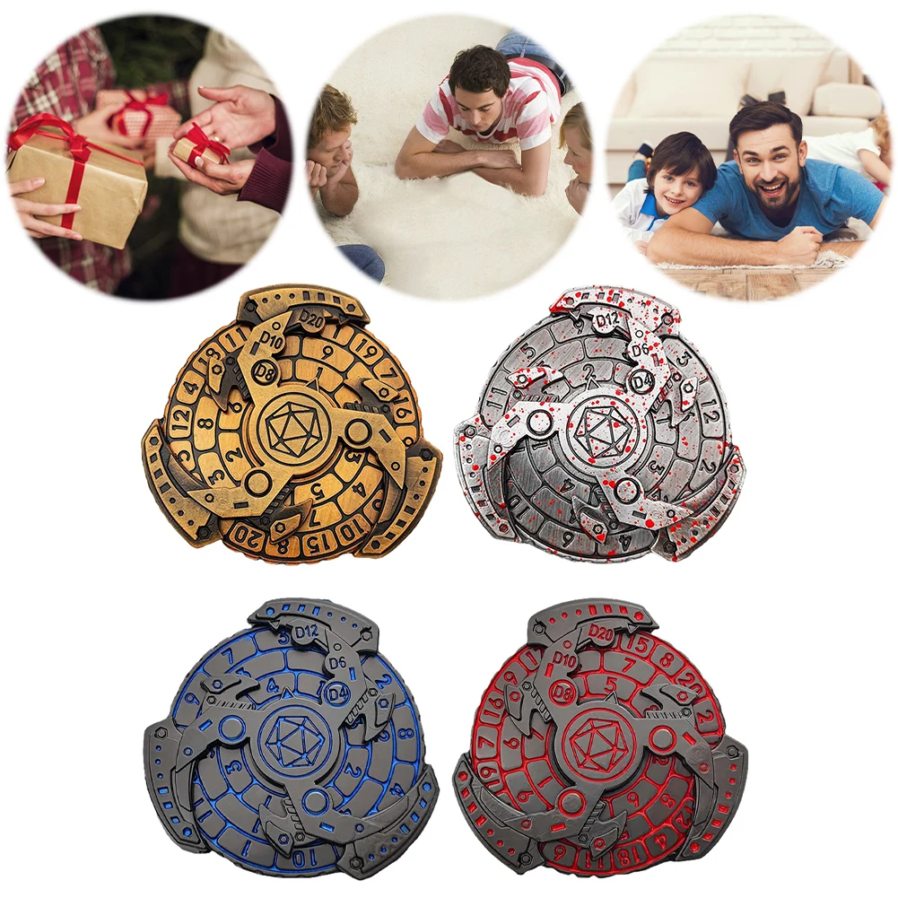 7-in-1 الإصبع الدوران نمط Dnd النرد المعدني المعدني Dnd النرد مع D & D صندوق النرد DND الروليت النرد سبينر لمشغل ألعاب لعب الأدوار