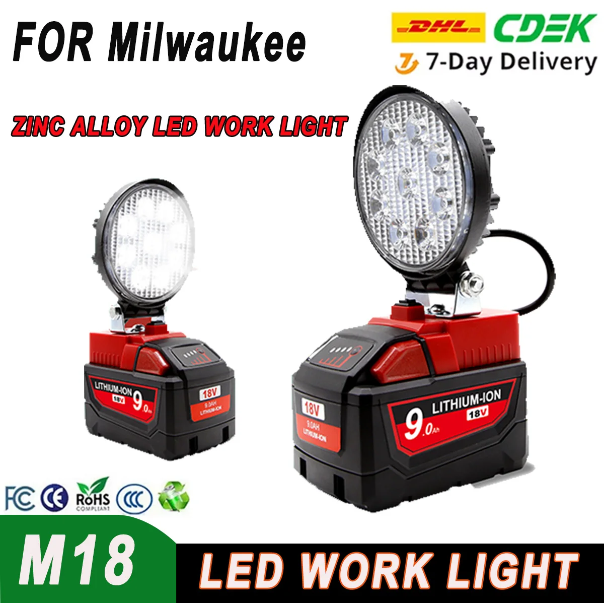 For Milwaukee M18 18V 27W LED Work Light Compatibliy Li-Ion Battery LED Flashlight Battery Tool Lamp Flood Lights