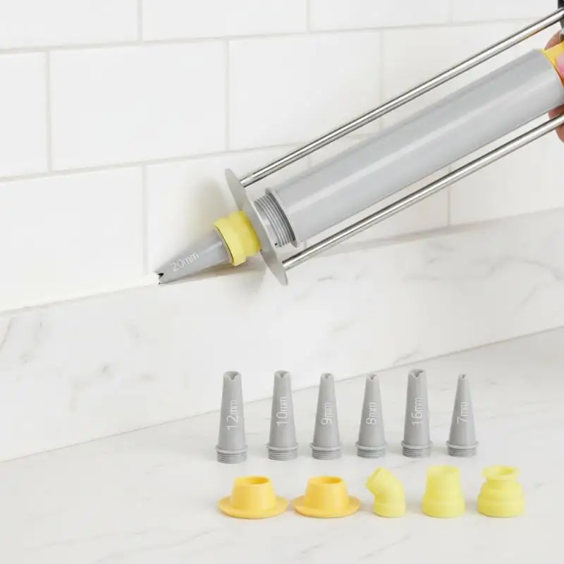 15Pcs Reusable Caulking Finisher Tool Kit Plastic with Connection Bases Nozzle for Floor Grout Smoothing DIY Decoration Work