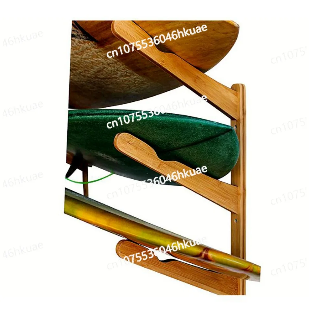 Wooden Surfboard Wall Mount Rack Holds 3 Surfboards Space-saving Wall Display Stand for Home Garage
