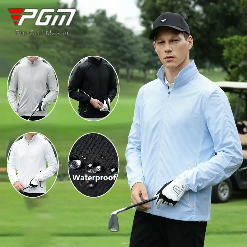 

PGM Мужская качественная куртка для гольфа для кемпинга, уличная водонепроницаемая ветровка, мужские куртки для гольфа с капюшоном и длинными рукавами, повседневная спортивная одежда