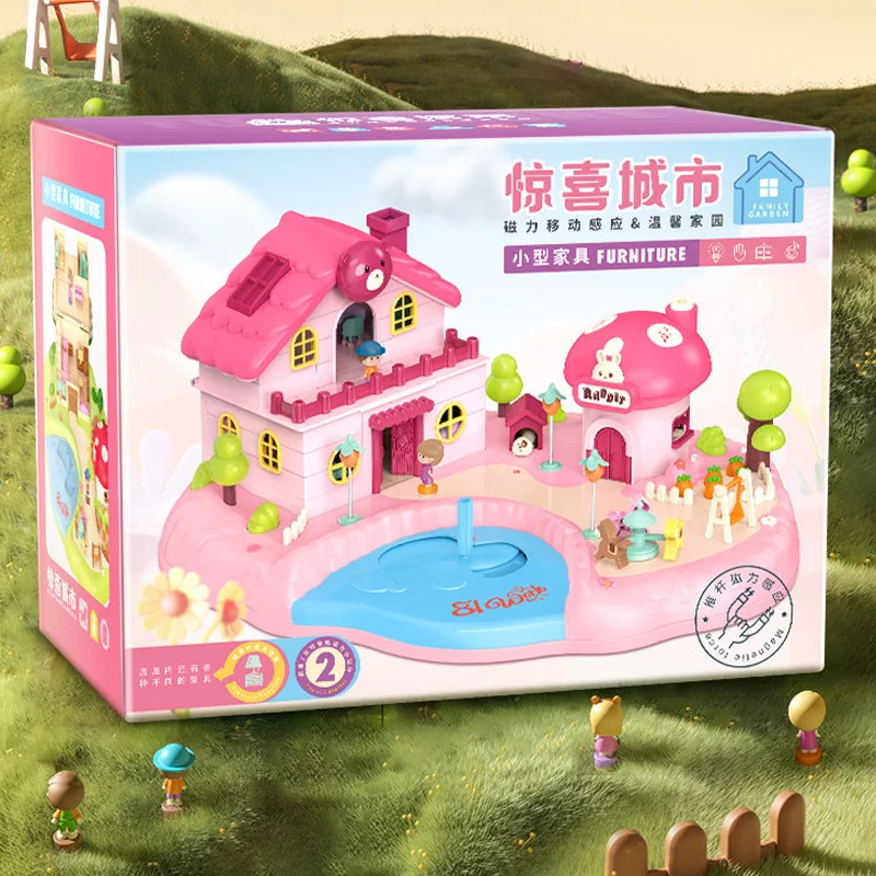 Casa delle Bambole con Attrazione Magnetica, Villa Giocattolo Mobile, Decorazione Raffinata, Sorpresa per Bambini, Ragazzi e Ragazze, Regalo per Vacanze e Compleanni