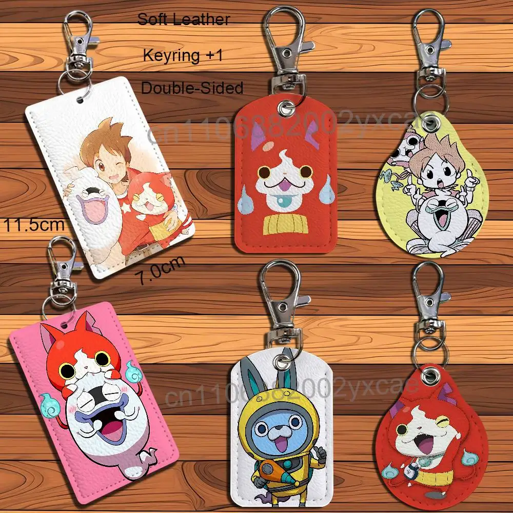 cute Jibanyan Yo-kai Watch Card Holder With Keychain Executive Protection For Bank Credit Subway Bus Case