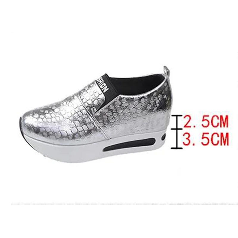 Fashion Silver Thick Bottom Slip On Sneakers Women 2025 Autumn Chunky Platform Casual Mules Shoes Plus Size Lady\'s Loafers Shoes