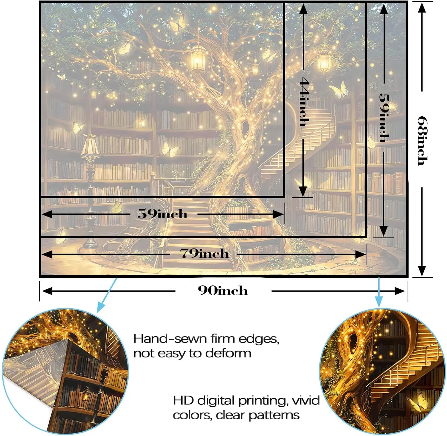 نسيج حائط لشجرة الحياة السحرية من Spenlife، نسيج شجرة رف الكتب الخيالي لديكور الغرفة، نسيج مسحور