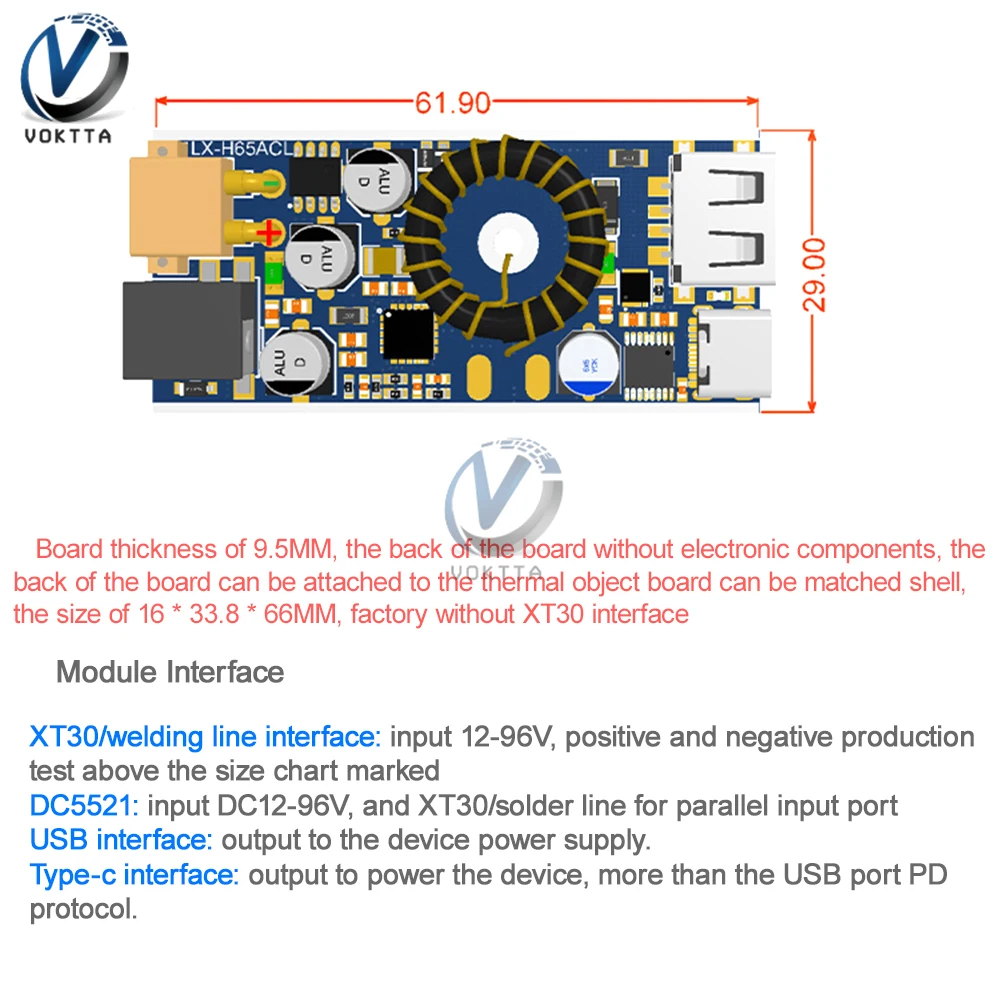 DC12-96V Step-Down Module Usb Buck Converter Qc2.0 Qc3.0 Multi-Protocol Snellaadmodule Voedingsspanningsregelaar