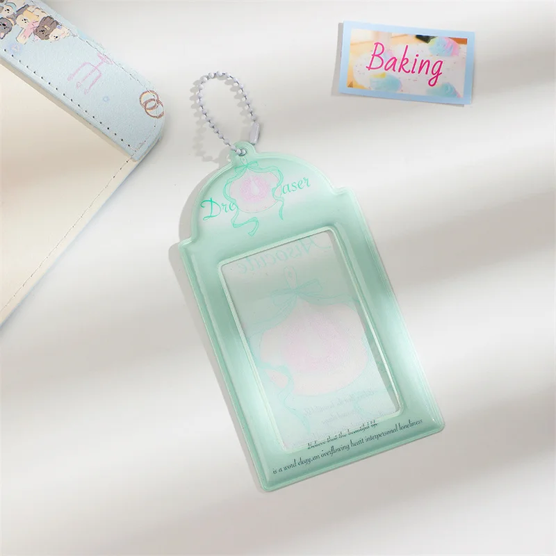 Cute Lovely Bow Card Holder Cover Bag Pendant Key Chain Idol Photocards Protector Photo Sleeves Girl 3 Inch Cartoon PVC New
