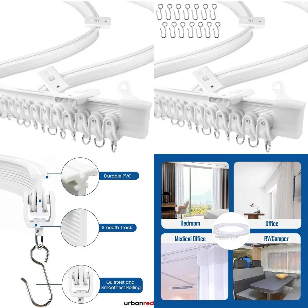

Flexible Bendable Ceiling Curtain Track, 12m, Mount or Rail System, Room Divider, Curtain Rod, RV and Hospital Use, White