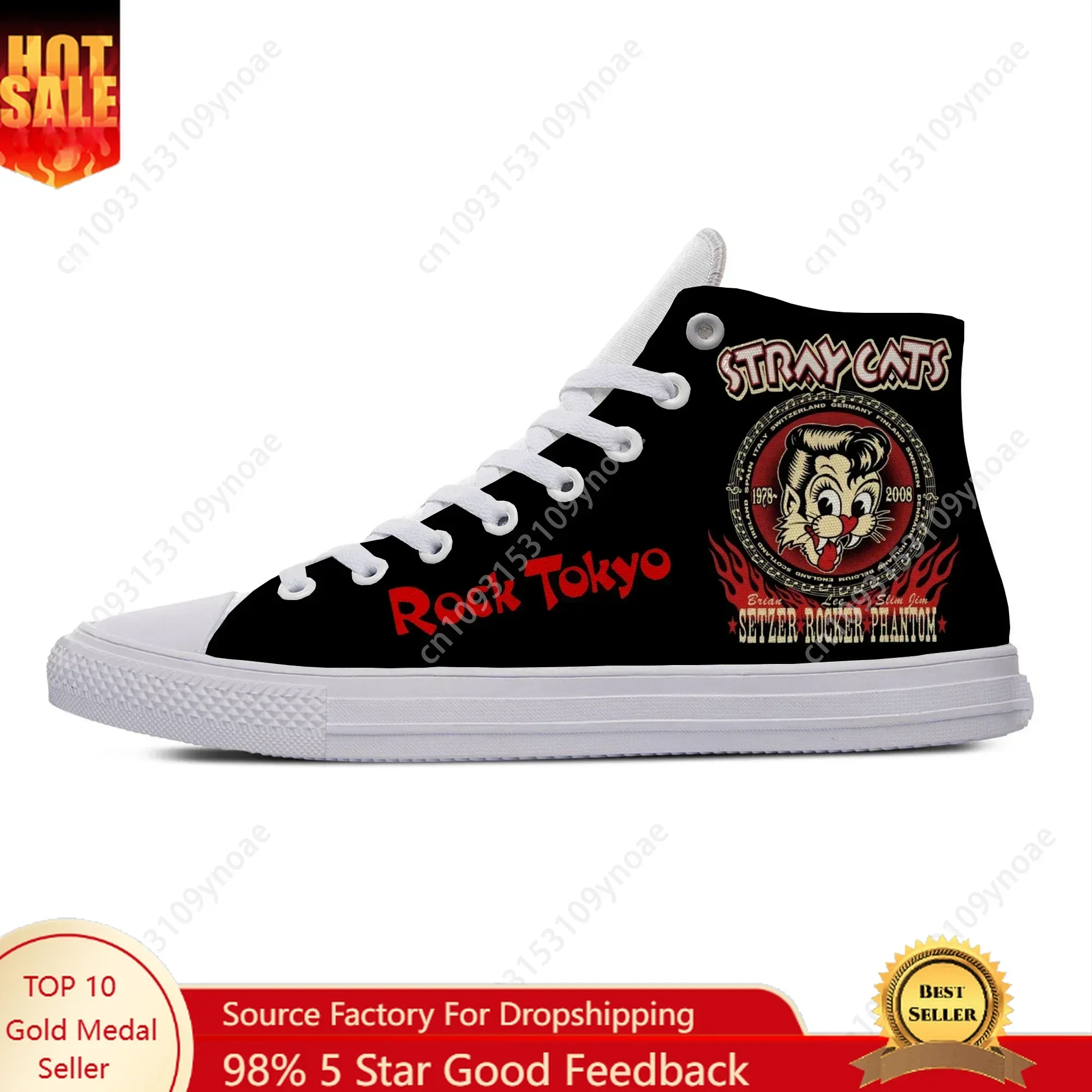 

Hot Cats Rock Band Cool High Quality Casual Stray Shoes High Top Lightweight Sneakers Men Women Breathable Classic Board Shoes