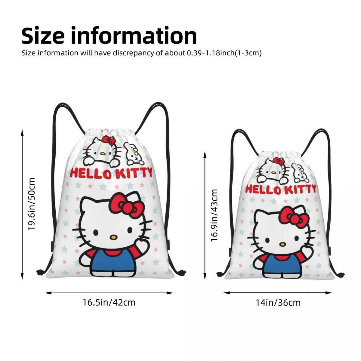 Cartoon Cute Hello Kitty Drawstring Backpack Sports Gym Sackpack HelloKitty String Bag for Exercise