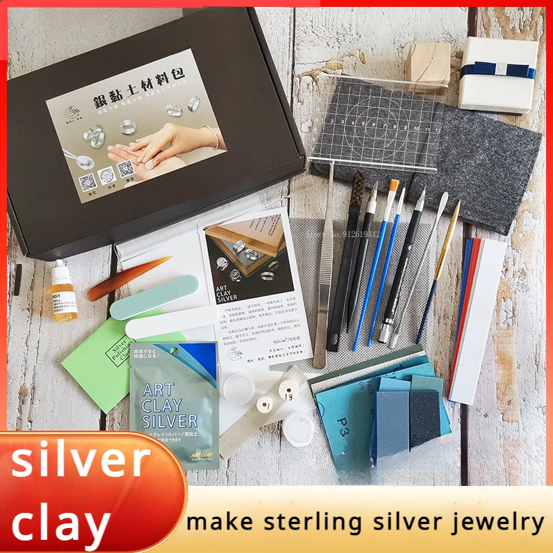 Sterling Silver Clay Jewelry Making Materials DIY Handmade Manufacture Creative Modeling Pure Silver Ring Pendant Material Kit