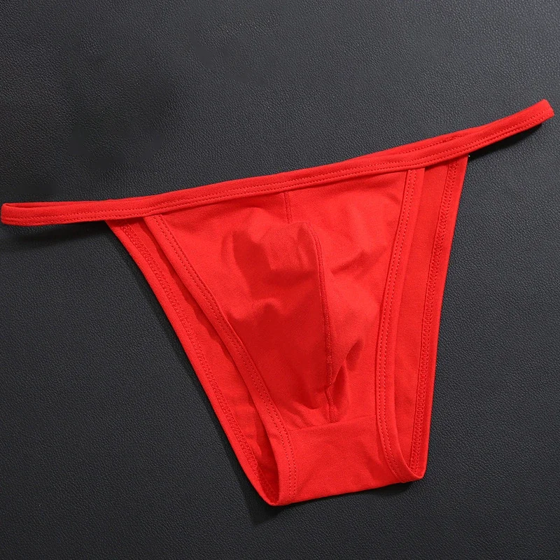 Men\'s Sexy Solid Color Low-Rise Thong Briefs Breathable Underwear  Hot Sexy Tangas Thong Comfortable Lingerie Underwear Male