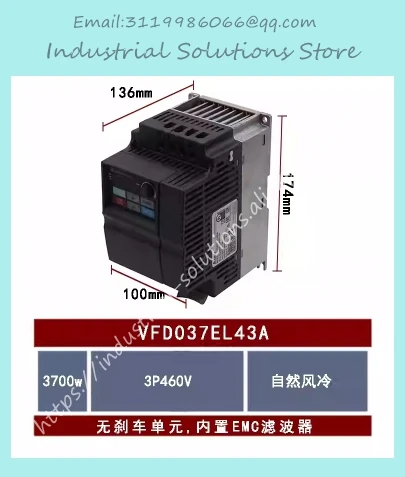 VFD037EL43A 3.7KW 380V 3-Phase Variable Frequency Drive Industrial Motor Control Solution
