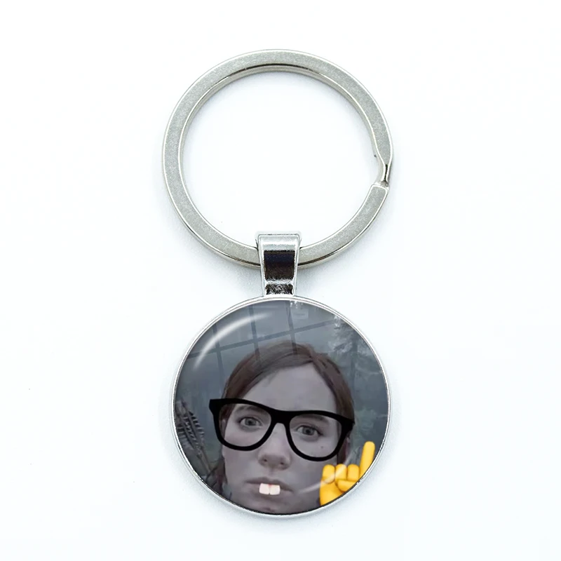 Pop Game The Last of us Ellie Williams Kawaii Funny Meme Glass Pendant Keychain Jewelry Charm Bag Souvenir Key Ring