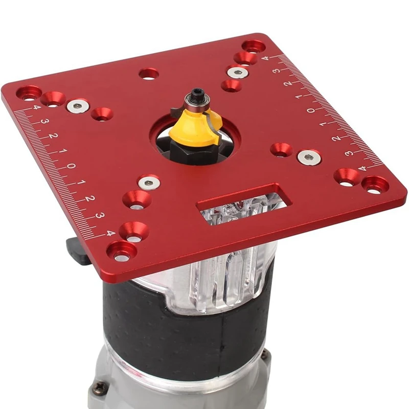 Piastra di inserimento del tavolo del Router da 1 pezzo, piastra di vibrazione del Router da banco per la lavorazione del legno Mini quadrata in lega di alluminio rossa