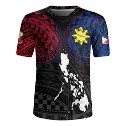 3D Polynesian Philippines Filipinos Rugby-Jersey Printed V-Neck T Shirt Pride To Be Filipinos Graphic V Neck T-shirts Tee Shirts