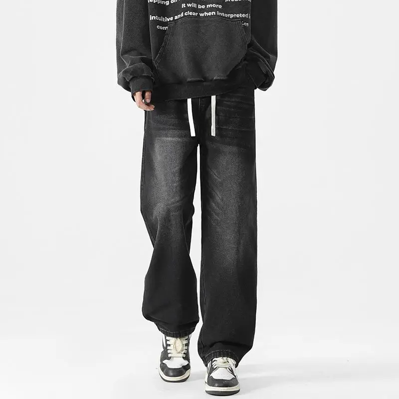 

Men's Retro Straight Leg Jeans Versatile And Comfortable Plus Size New Spring Style American Loose Drawstring Casual Pants