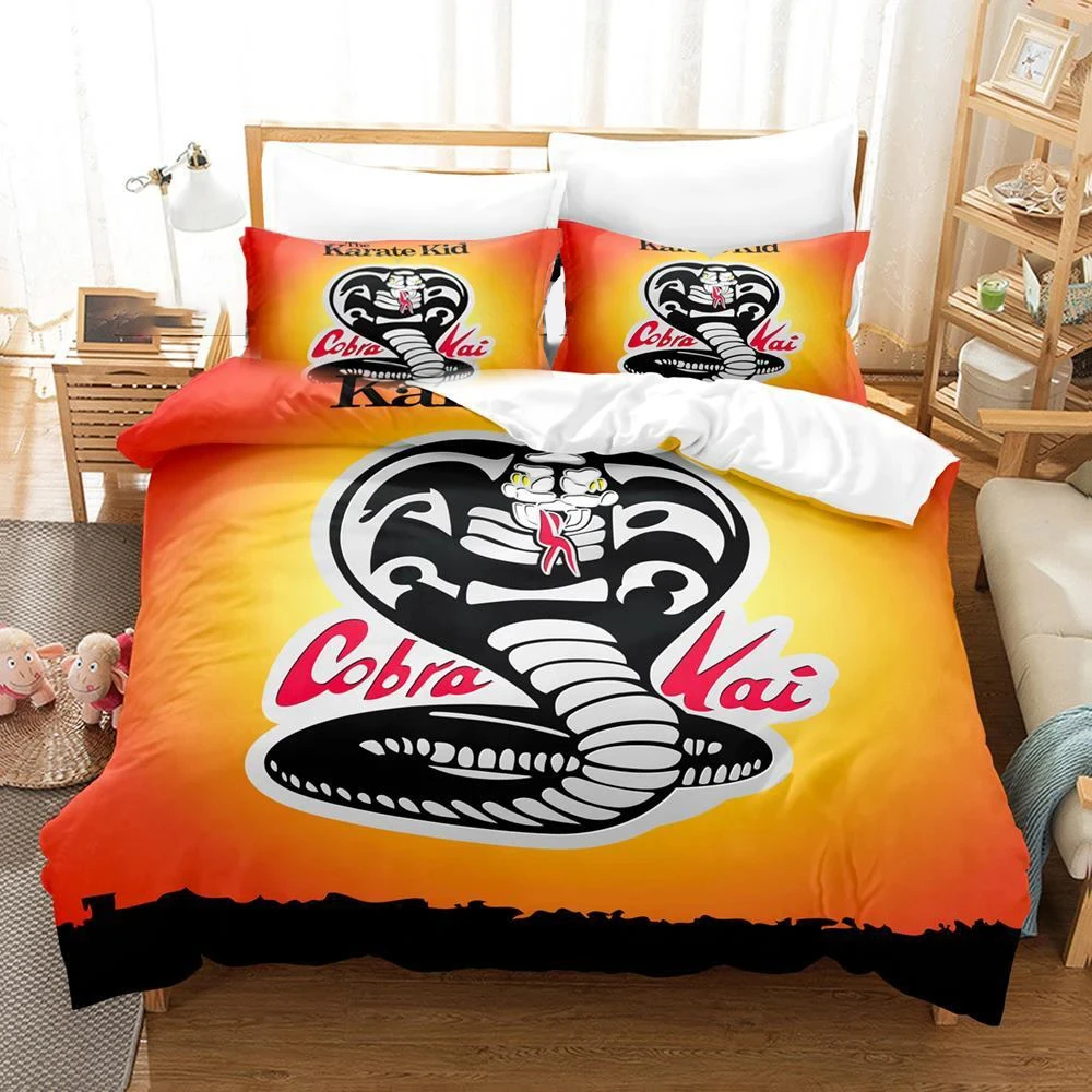 3D Print Cobra Kai Karate Bedding Set Duvet Cover Bed Set Quilt Cover Pillowcase Comforter king Queen Size Boys Adult Bedding